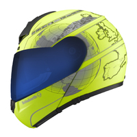 Schuberth C3 Pro Fluorescent Yellow Europe with SV1 Blue Mirrored Visor and Pinlock70 - 57