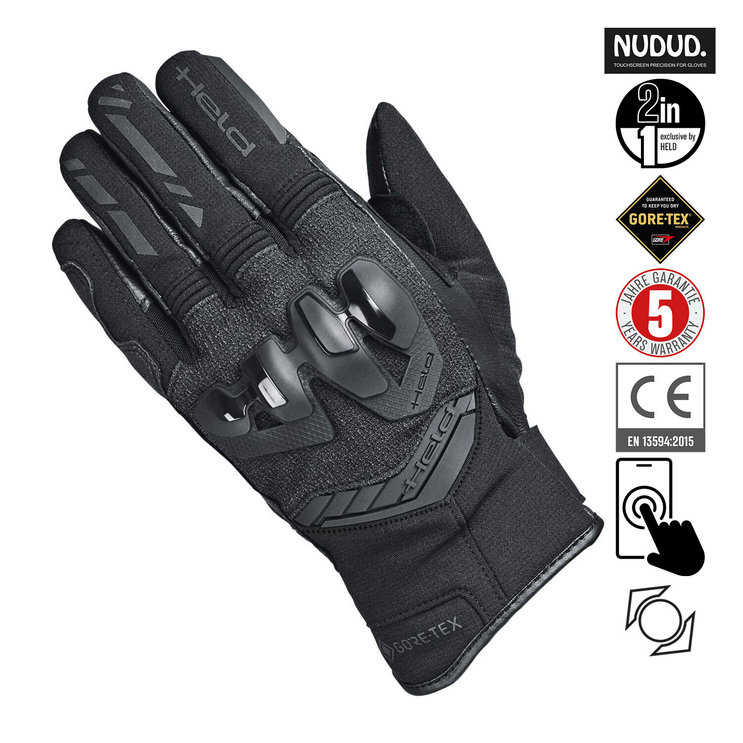 Held Gavia 2in1 Gore-Tex Gloves Black - Available in Various Sizes